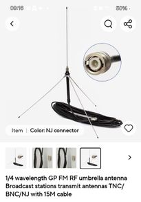 (SOLD)          Fm Broadcast 88-108fm Antenna With 15 m Coax And Bnc