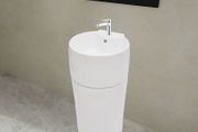 Ceramic Stand Bathroom Sink Basin Faucet/Overflow Hole White Round
