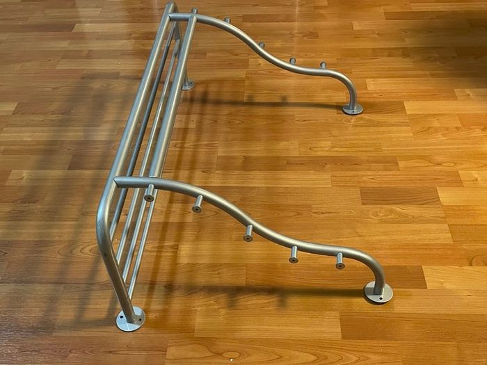 Gray metal coat rack