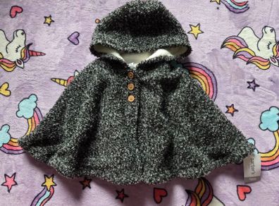 12m, With Tags Carter's fuzzy-lined hooded cape poncho for baby girls