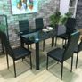 Modern Black Glass Dining Table Set Seats 6 in Style! Special Offer for November & December! Image 4