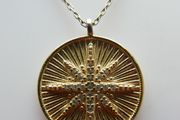 Vintage 925 Sterling Silver golden color North Star Charm Pendant Necklace length 18" - 3,3g