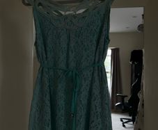 Mint Green Lace Sleeveless / Boho Mini Dress