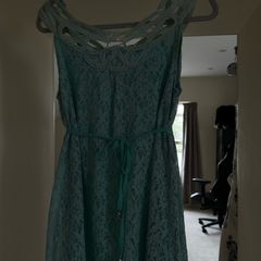Mint Green Lace Sleeveless / Boho Mini Dress