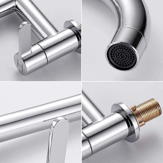 Kitchen Sink Mixer Taps, 2 Hole Kitchen Faucet, 360 Degree Swivel Spout Dual Lever Sink Mixer Tap, Deck Mounted Kitchen Taps, Cold and Hot Mixer Tap, Sink Tap 1/4 Turn with UK Standard Fittings (FREE POSTAGE)