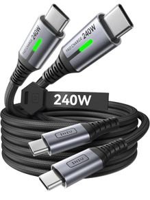 240W USB C to USB C Charger Cable, [2-Pack 2m] PD Type C Charge Cable, Super Fast Charging USB C Cable for iPhone 16 15 MacBook iPad Pro, Samsung S23/S22 Ultra, Steam Deck, HP EliteBook etc.