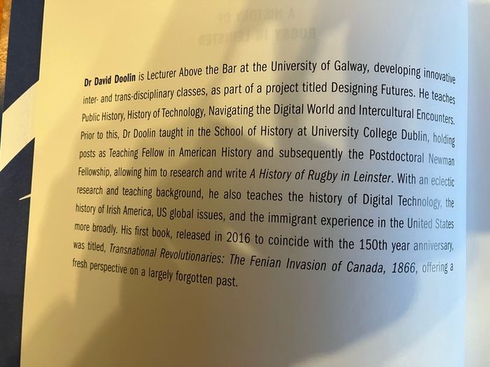 Sport book: 'A History of Rugby in Leinster'