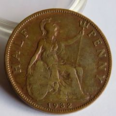 1932 Halfpenny George V bronze coin