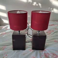 Red Faux Leather Bound Lamps