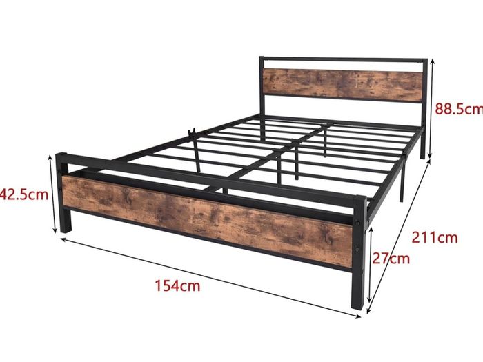 King Size Bed Frame with Wood Headboard