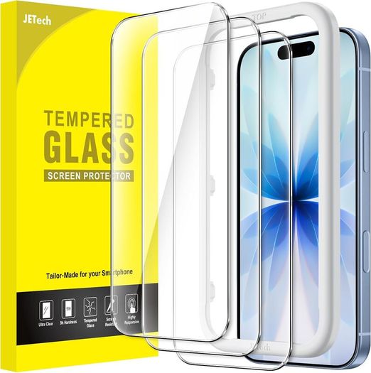 Screen Protector for iPhone 17 6.3-Inch, Tempered Glass Film with Easy Installation Tool, 9H Hardness, Case-Friendly, 3-Pack