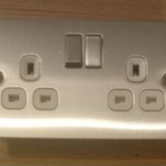 brushed chrome double socket
