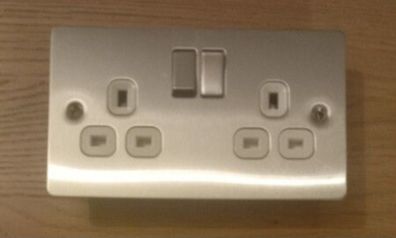 brushed chrome double socket