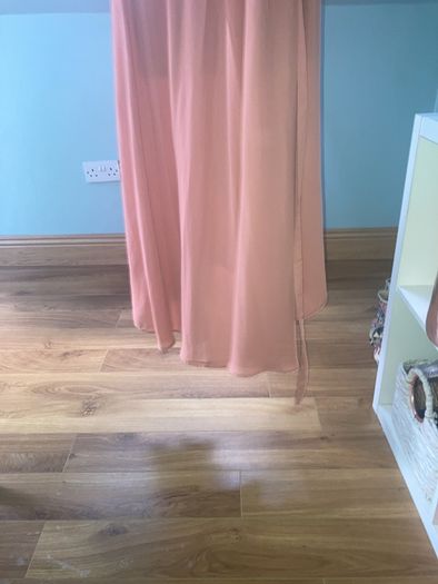Long wedding guest/bridesmaid maxi dress blush pink/peach tone