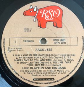 Eric Clapton Backless Irish Pressing Rock