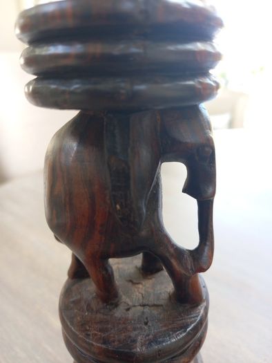 lovely pair of wooden african art handcrafted candlessticks