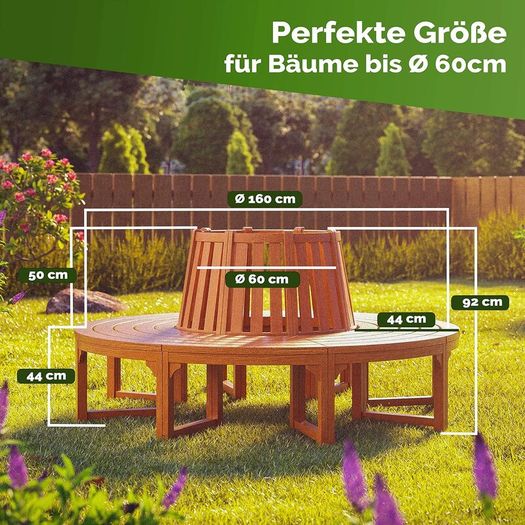 Garden Bench Weatherproof Eucalyptus Fsc Certified Diameter 160 Cm Load ...