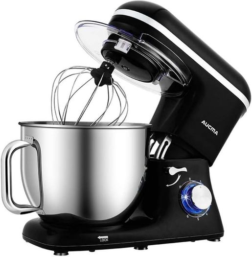 Stand Mixer,7L Tilt-Head Food Mixer, 6 Speed Electric Kitchen Mixer with Dough Hook, Wire Whip & Beater 1400W (7L, Black)