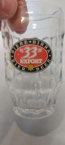 biere birra, 1/2 pint tankard glass, collectors item, buyer collects or pays postage thank you, lovely advertising display item for any man cave pub restaurant etc .