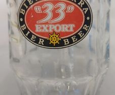 biere birra, 1/2 pint tankard glass, collectors item, buyer collects or pays postage thank you, lovely advertising display item for any man cave pub restaurant etc .