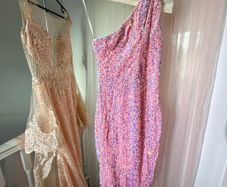 Pink Iridescent Sequin One-Shoulder Bodycon Dress