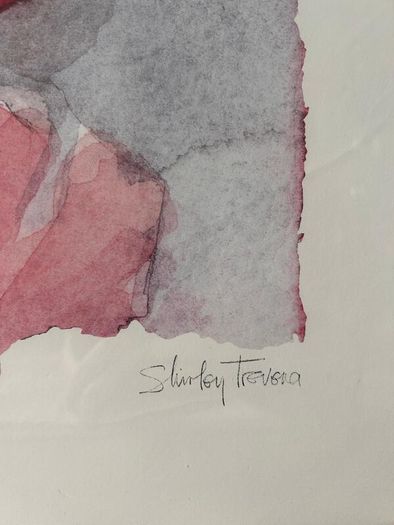 Framed watercolour painting of poppies