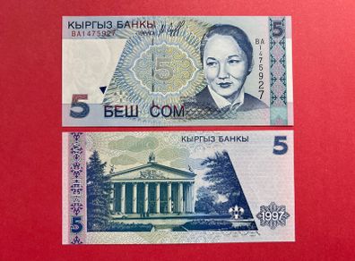 Kyrgyzstan  5 Som  1997.( uncirculated)