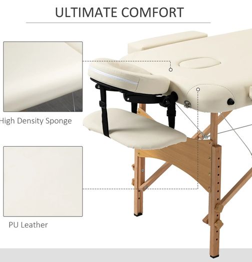Massage Table Bed Couch Beauty Bed 2 Section Therapy Bed Lightweight Portable Folding Spa Bed Black
