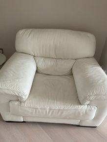 Leather sofa and armchair