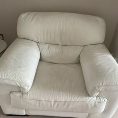 Leather sofa and armchair