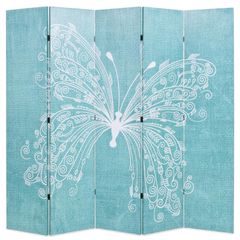 Folding Room Divider 200x170 cm Butterfly Blue