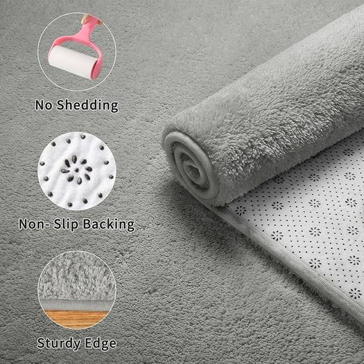 Carpet Rugs Living Room Large 200x290, Grey Rug for Bedroom Washable Area Rugs Anti Slip Fluffy Rug Shaggy Cream Carpets Extra Large Rugs for Living Room Kids Room