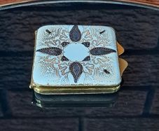 Vintage Italian Leather Bound Powder Compact