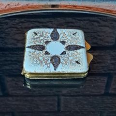 Vintage Italian Leather Bound Powder Compact
