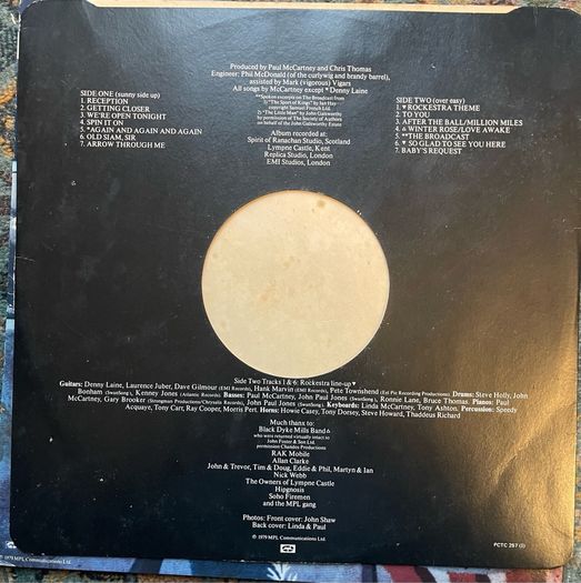 Paul Mc Cartney & Wings. Original 1979 Irish release of back to the egg with original inner sleeve in good + condition
