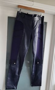 VERSACE Midnight Blu Lamb Leather Mix Contemporary Trousers Sz 44 IT (Fit 10UK) - Rrp 795 (New)