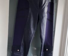 VERSACE Midnight Blu Lamb Leather Mix Contemporary Trousers Sz 44 IT (Fit 10UK) - Rrp 795 (New)
