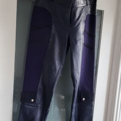 VERSACE Midnight Blu Lamb Leather Mix Contemporary Trousers Sz 44 IT (Fit 10UK) - Rrp 795 (New)