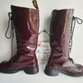 Dr Martens 1420 20 eye patent red burgundy knee high boots England UK7 EU41 US9 Image 8