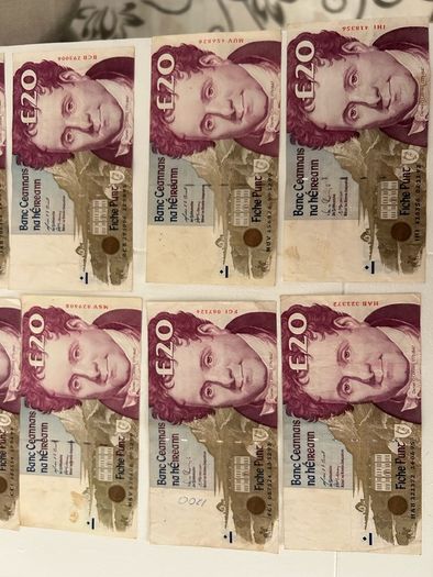 Old Irish Banknote rare At 27 euro each 20 pound note 12pc 1995, two 1993, two 1999, 1992,1994