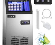 NEW SALE | Commercial Ice Maker, 132 LBS/24H, Stainless Steel Ice Cube Maker Machine w/ 22 LBS Storage, 410W Ice Making Machine w/ LED Control Panel Water Filter Pipes Ice Scoop for Bars Restaurants, 220V
