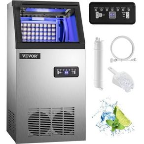 NEW SALE | Commercial Ice Maker, 132 LBS/24H, Stainless Steel Ice Cube Maker Machine w/ 22 LBS Storage, 410W Ice Making Machine w/ LED Control Panel Water Filter Pipes Ice Scoop for Bars Restaurants, 220V