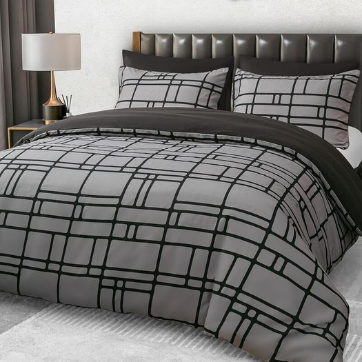 Pamposh Double Duvet Cover Set Brushed Microfiber Reversible with 2 Pillowcases - Brand New