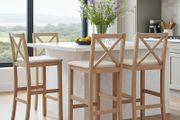 Hampton Traditional Cross-Back Bar Stool with Upholstered Seat 89cm