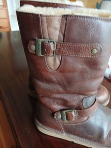 Tall brown leather Ugg boots