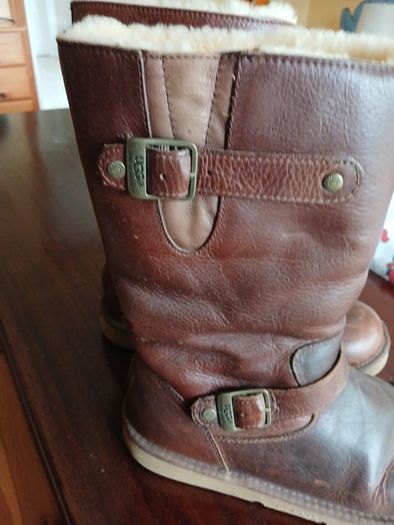 Tall brown leather Ugg boots