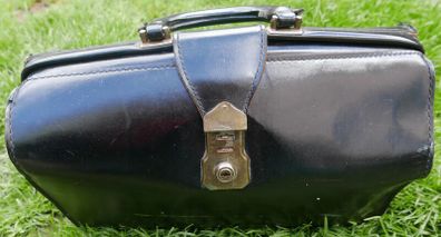 Vintage Black Leather Doctor's Bag