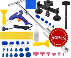Dent Puller Kit Auto Dent Repair Kit, Dent Pulling Tool with Double Pole Bridge Dent Puller and Dent Puller Tabs for Car Dent Removal, Minor dents and Hail Damage