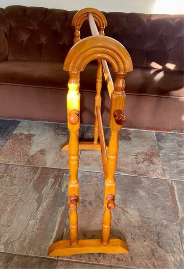 Antique Victorian Style Free Standing Pine Country Wooden Towel Rail Stand Rack