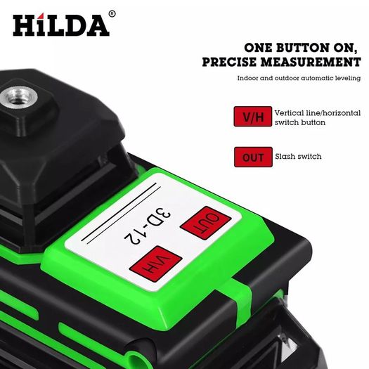 Laser Level 12 Lines 3D Level Self-Leveling 360 Horizontal And Vertical Cross Super Powerful Green Laser Level